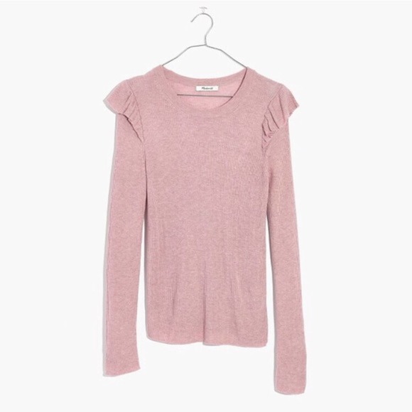 Madewell Sweaters - Madewell Ruffle-Sleeve Pullover Sweater Pink Large